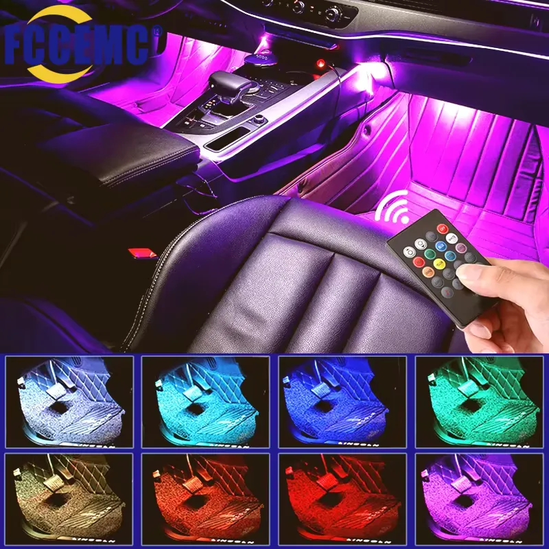Fccemc Fita LED RGB 8 Cores para Carro - Luz Ambiente
