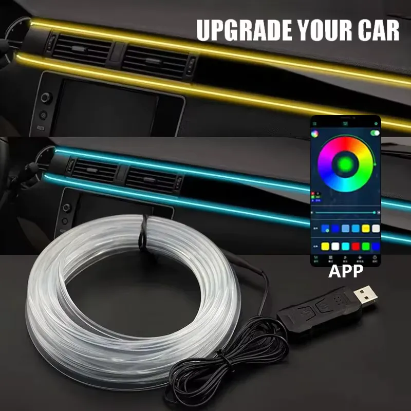 KALADA Fita LED RGB Atmosfera para Carro com Controle APP