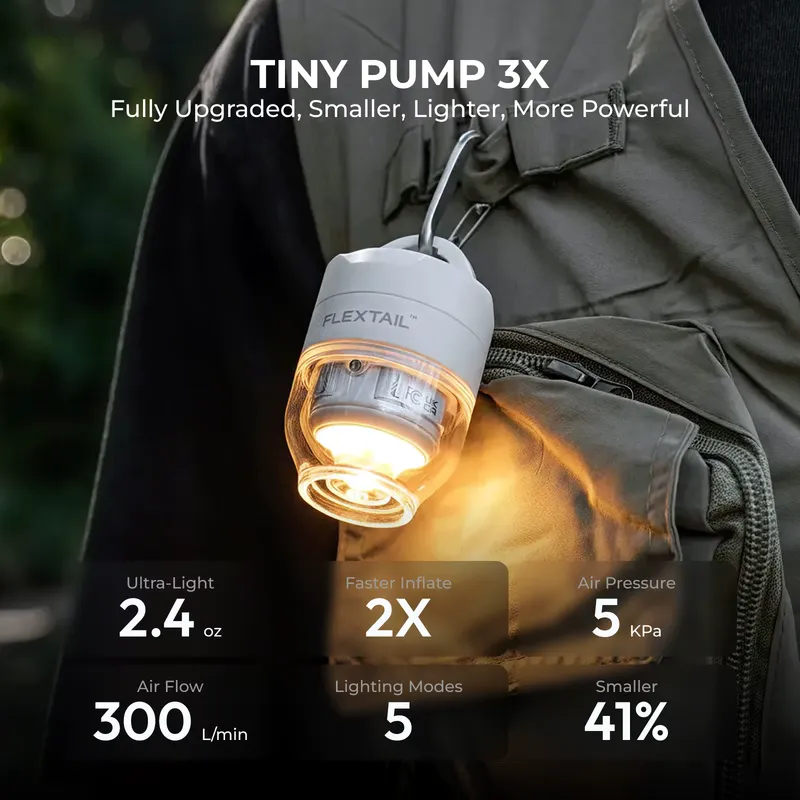 Flextail Tiny Pump 3X - Bomba de Ar Portátil com Luz LED