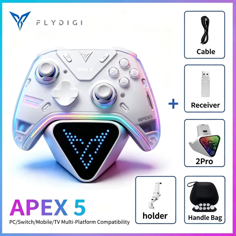 FLYDIGI Apex 5 – Controle Sem Fio Tri‑Mode com Force Feedback