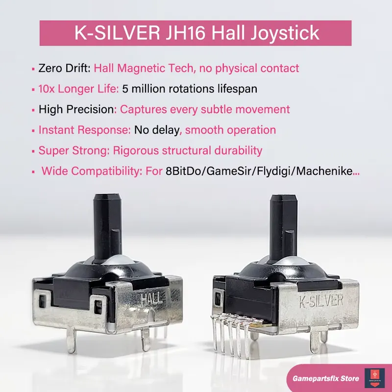 FLYDIGI Joystick Hall 2pcs K‑Silver JH16 para Gamesir e 8BitDo