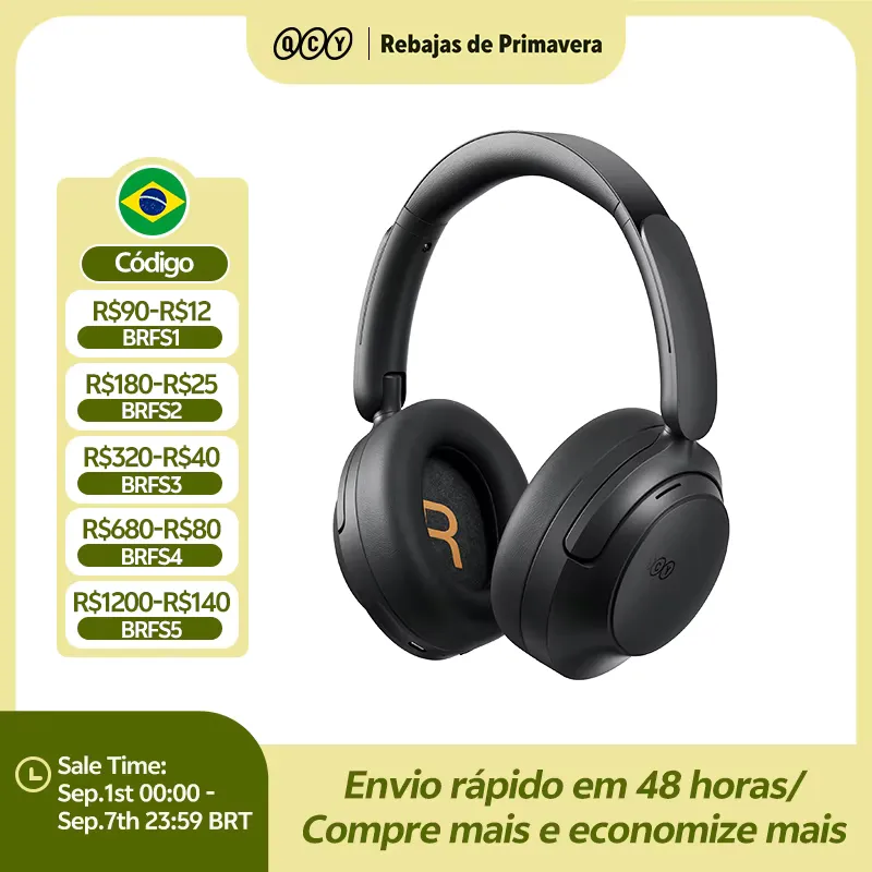 QCY H3S Fone Bluetooth com ANC -56dB e Bateria 102H