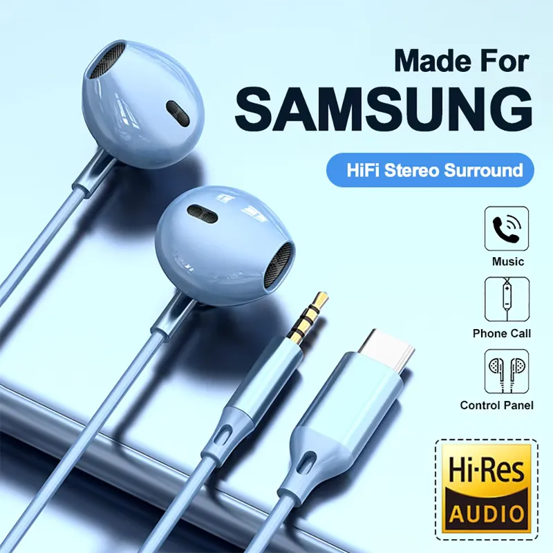 Fones HiFi surround USB‑C 3.5mm com controle – Samsung
