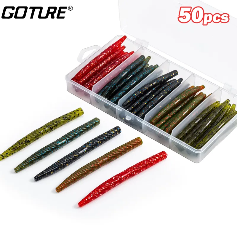 Goture 50 Iscas Artificiais Minhoca para Pesca de Truta