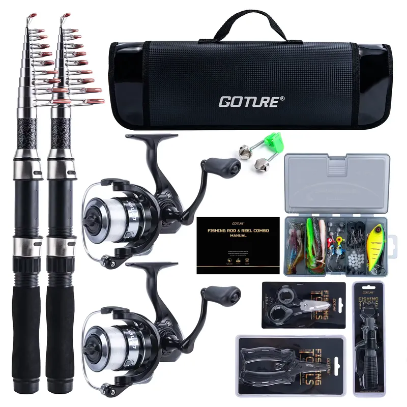 Goture Kit Vara de Pesca 2 em 1 Telescópica 1,9-2,7m
