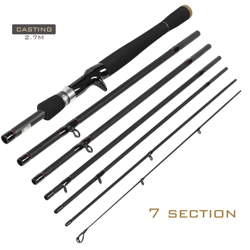 Goture Vara de Pesca 2.1m 2.4m 2.7m Fibra de Carbono