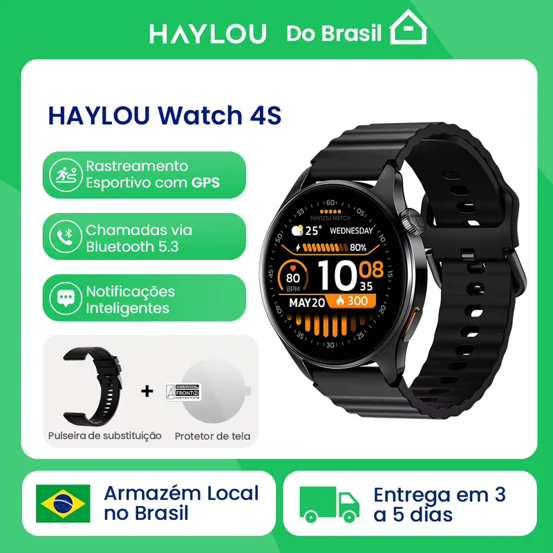 Haylou 4S HF012 Smartwatch GPS com Tela AMOLED