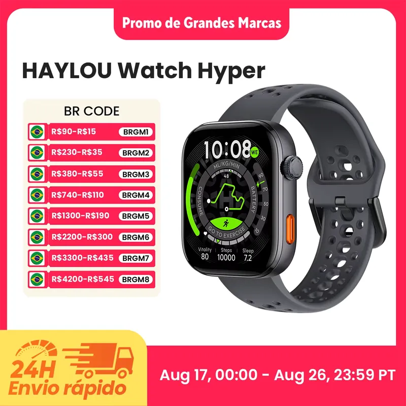 Haylou Hyper Smartwatch AMOLED 1.97" com GPS Dupla Banda