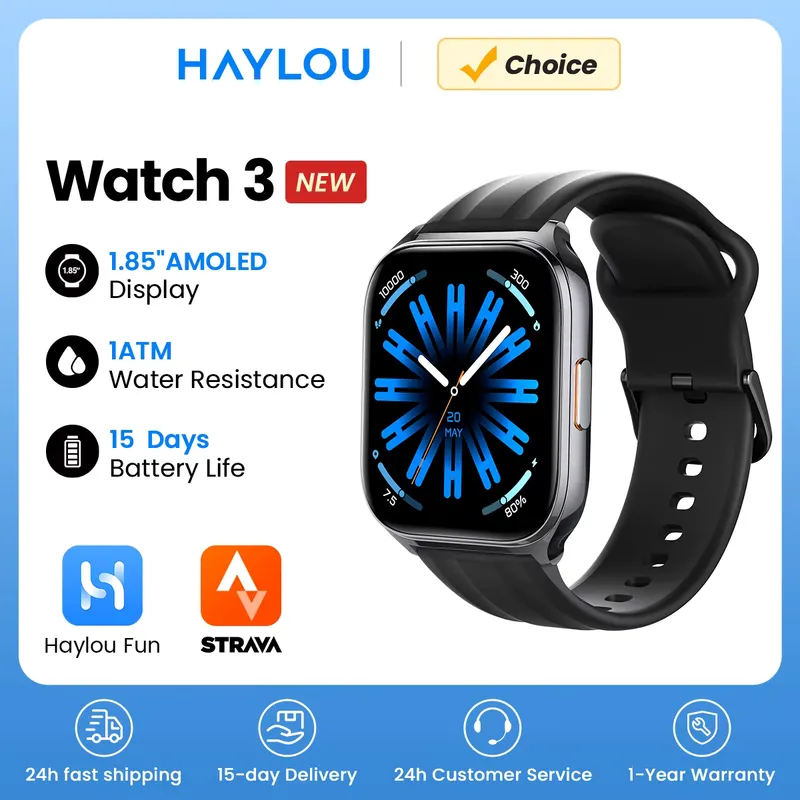 Haylou Smartwatch 3 com Tela AMOLED 1.85" e Chamadas de Voz