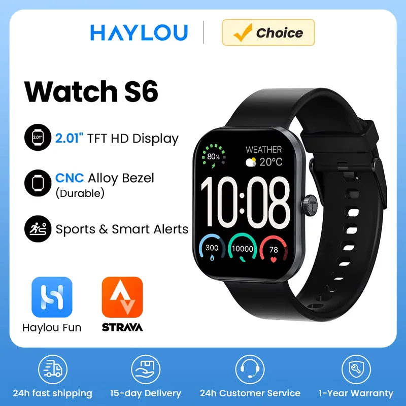 Haylou S6 Smartwatch HD 2.01 – Bluetooth, IP68 e Monitor Fitness