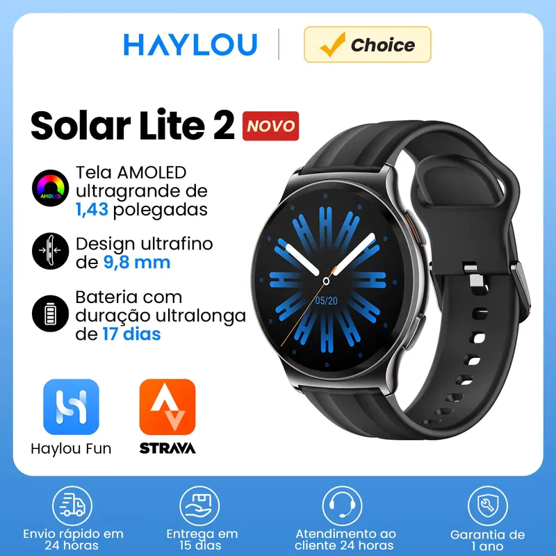 Haylou Solar Lite 2 Smartwatch com Display AMOLED 1.43''
