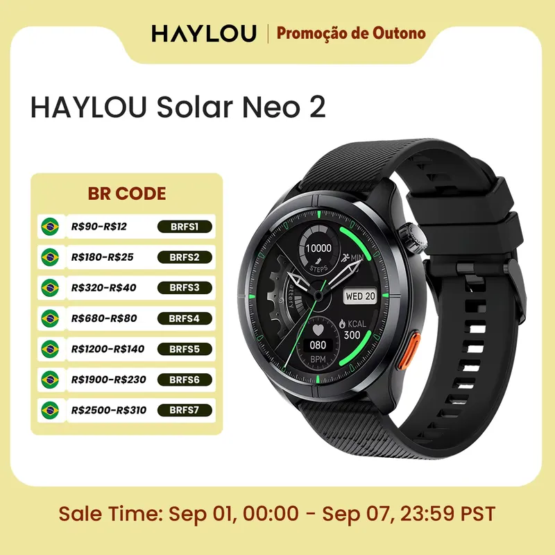 Haylou Solar Neo 2 Smartwatch AMOLED 1.43'' com Chamadas