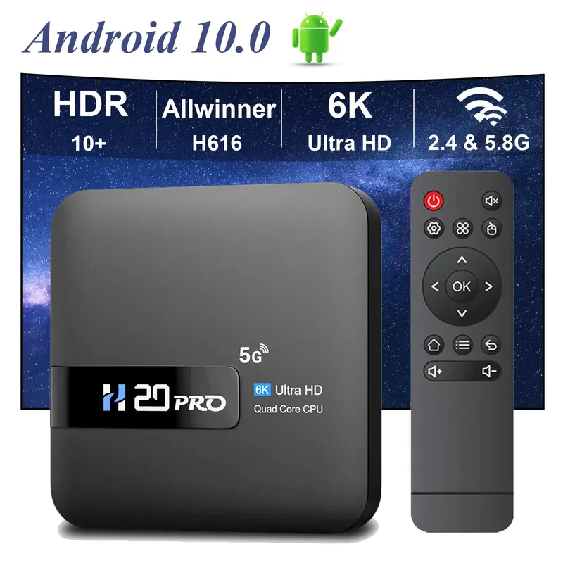 HONGTOP H20PRO Smart TV Box WiFi6 Android 10 – 4K/6K, 1080p