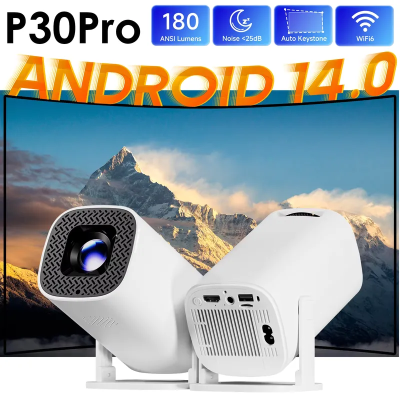 HONGTOP Mini Projetor Inteligente Android 14 720p Wi‑Fi 6