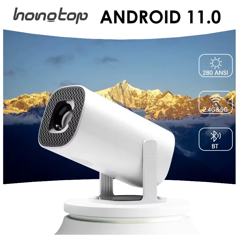 HONGTOP Projetor Portátil Android 11 720P com WiFi6 e Bluetooth