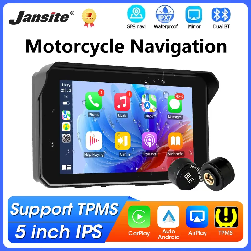 Jansite GPS Moto 5 polegadas CarPlay Android Auto