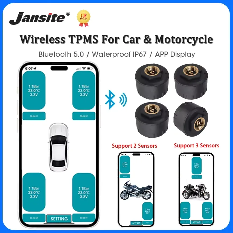 Jansite TPMS Bluetooth - Monitor Pressão Pneus Sem Fio