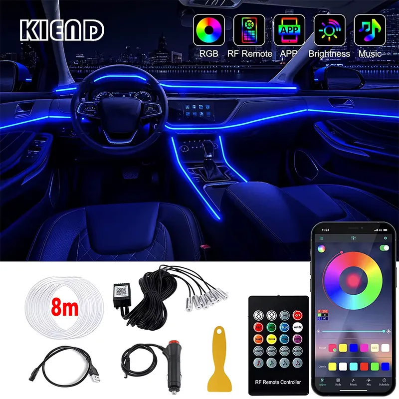 KALADA Fita LED RGB Neon para Carro com Controle Remoto