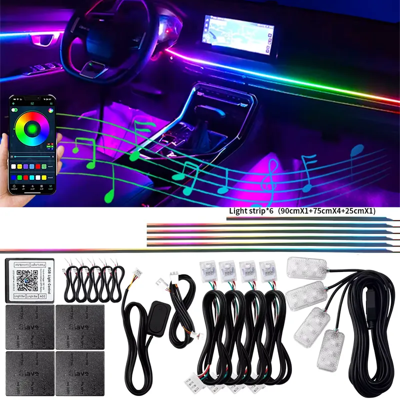 KALADA Luzes LED 18 em 1 para Interior do Carro – 64 Cores RGB