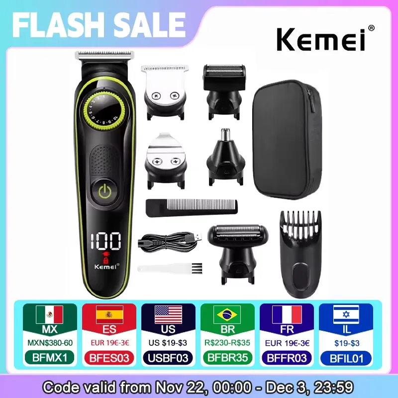 Kemei 696 Aparador 5 em 1 - Corte preciso e multifuncional