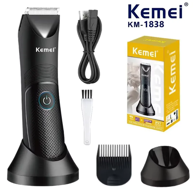 Kemei Aparador de Pelos KM-1838 - Lâmina Cerâmica Molhado e Seco