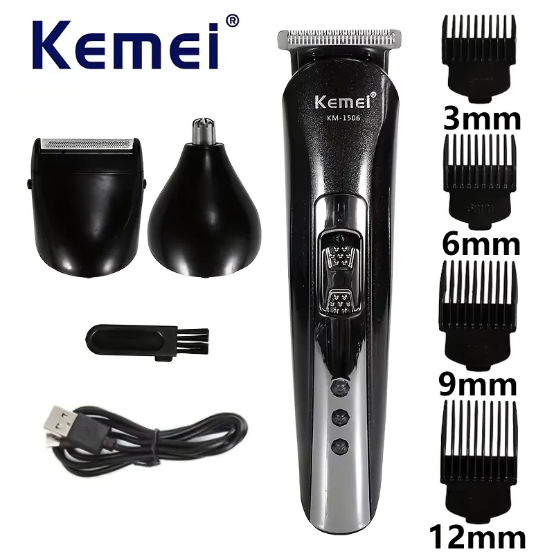 Kemei Aparador de Pelos Elétrico 3 em 1 com USB – Recarregável