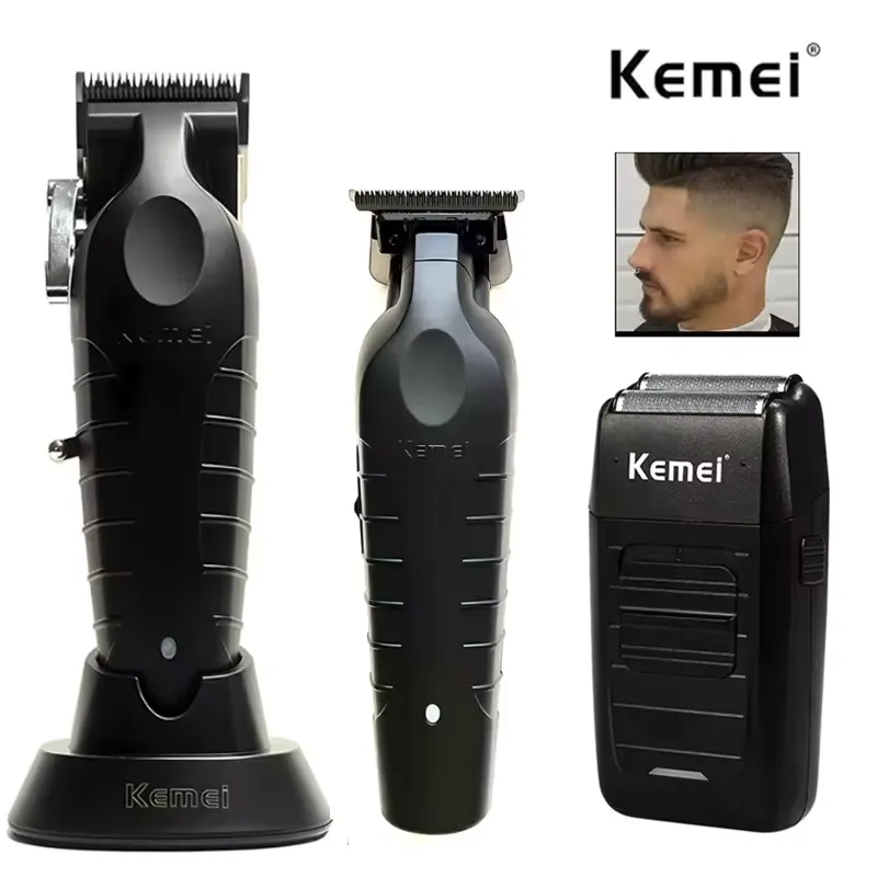 Kemei Cortador de Cabelo Profissional KM-2296/2299/1102 – Kit Completo