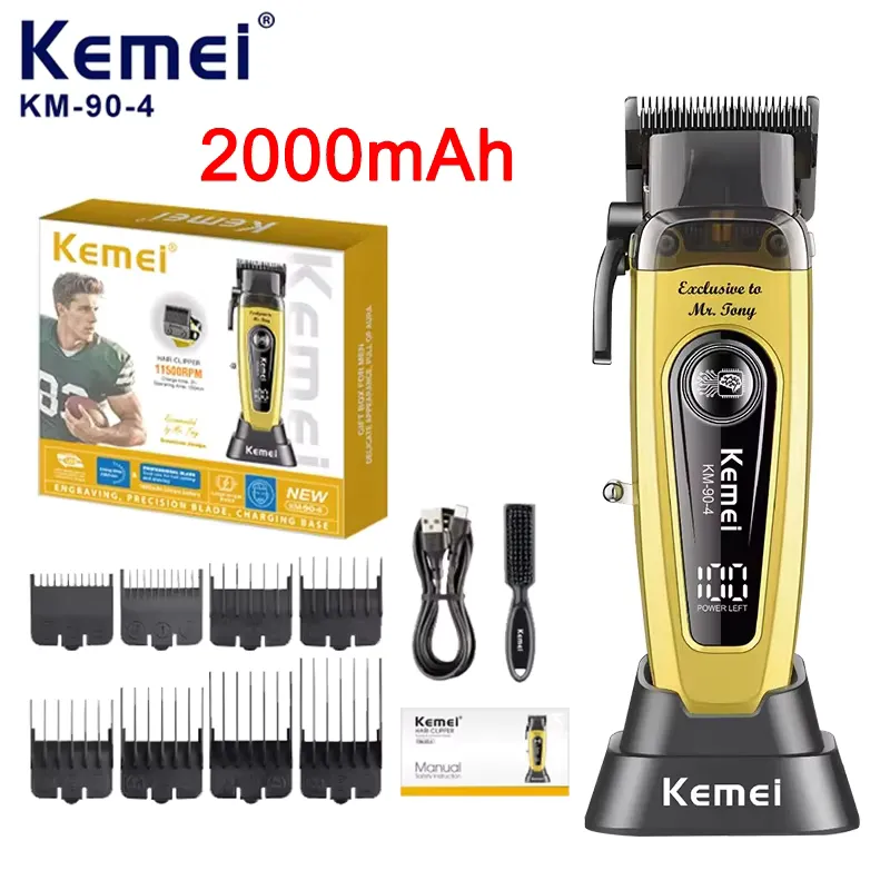 Kemei KM-90-4 - Máquina de cortar cabelo profissional 11500 rpm