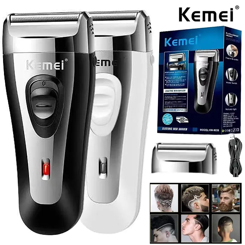 Kemei KM-9038 Barbeador Elétrico Recarregável para Homens