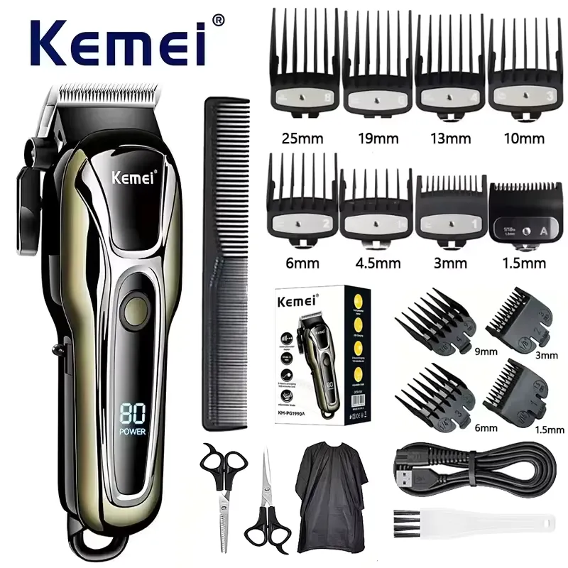 Kemei PG1990A aparador de cabelo recarregável sem fio