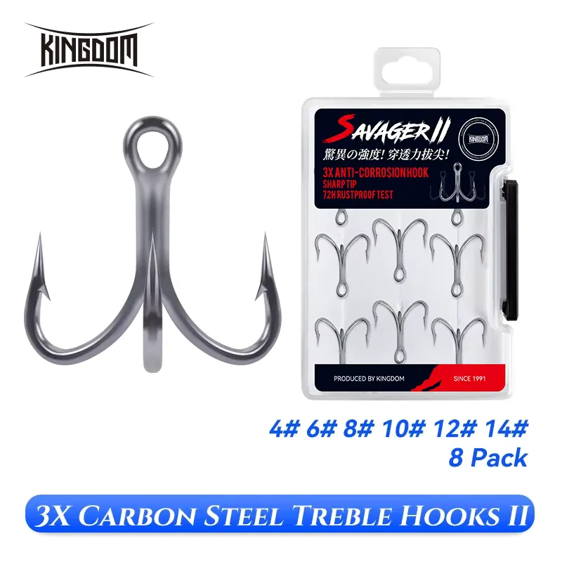 Kingdom Gancho de Pesca 3x Aço Carbono Anticorrosão