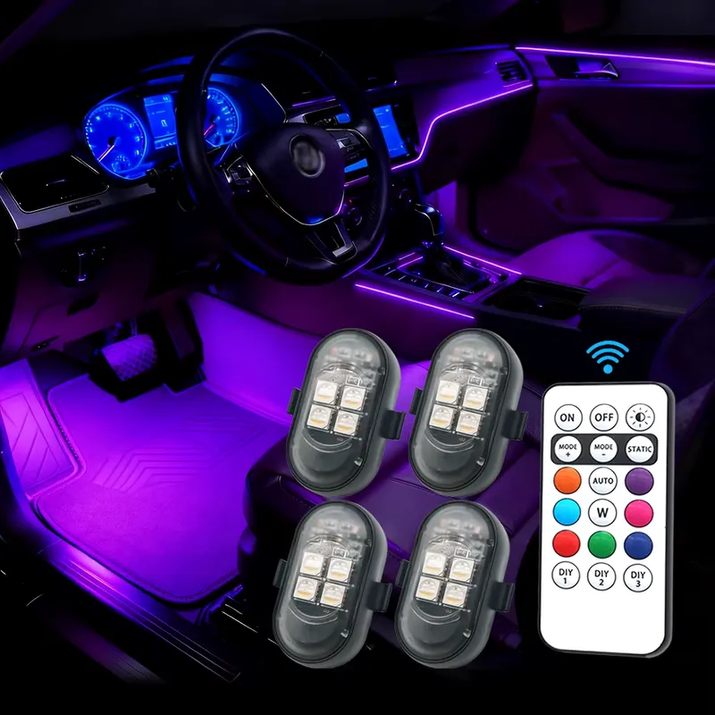 KALADA Kit Luz LED RGB Recarregável para Carro e Moto