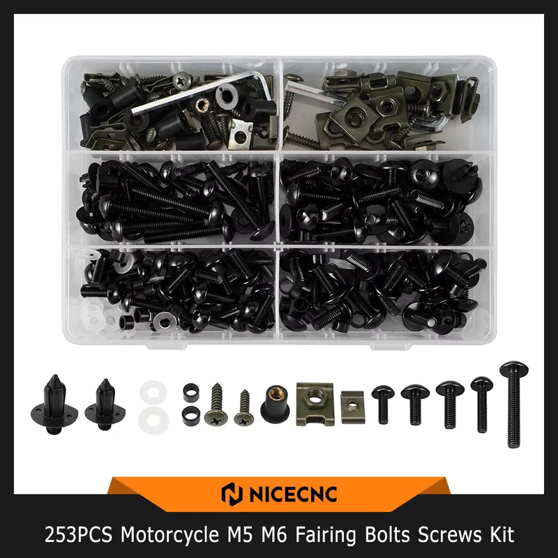 Nicecnc Kit 253 Parafusos Carenagem Motocicleta M5 M6