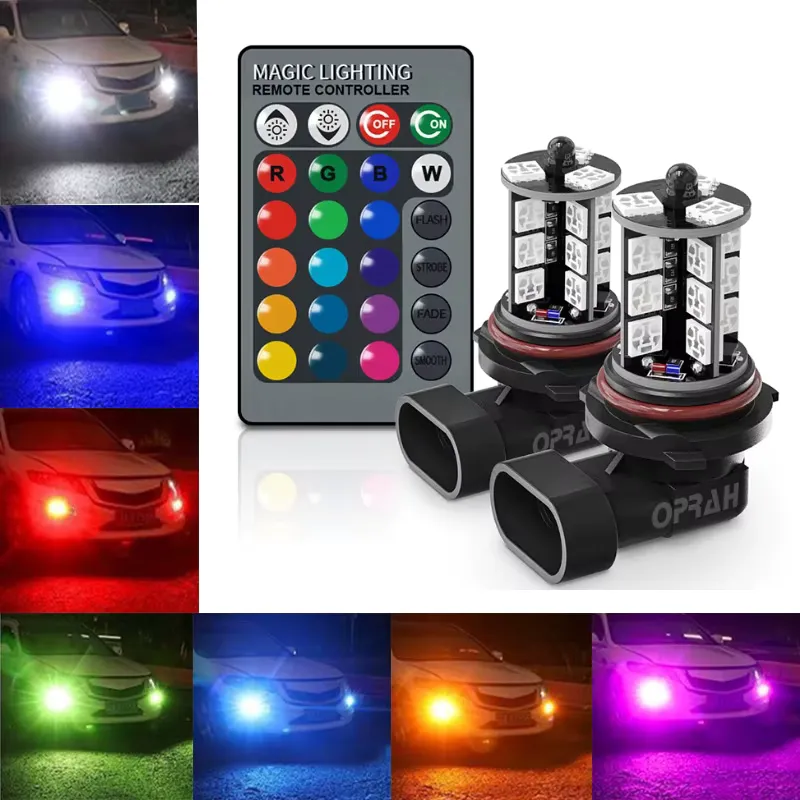 KALADA Lâmpada LED H8 H11 H7 RGB 12V - Farol Neblina