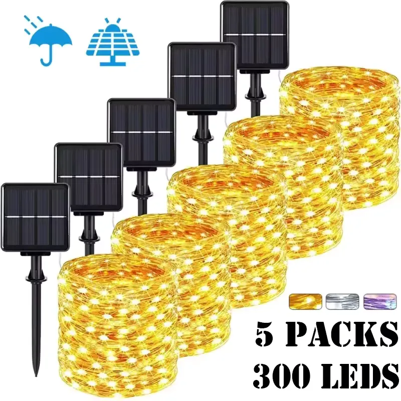 Lâmpada Solar LED 32m - Luz de Fada à Prova d'Água para Jardim