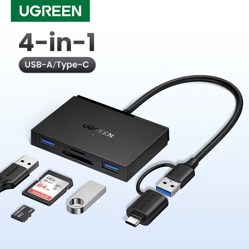 Ugreen Leitor de Cartão USB 4 em 1 Tipo C
