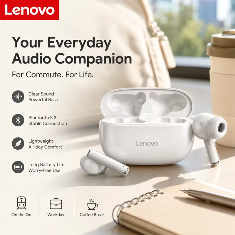 Lenovo TA210 TWS – Fones de Ouvido Sem Fio Bluetooth 5.3