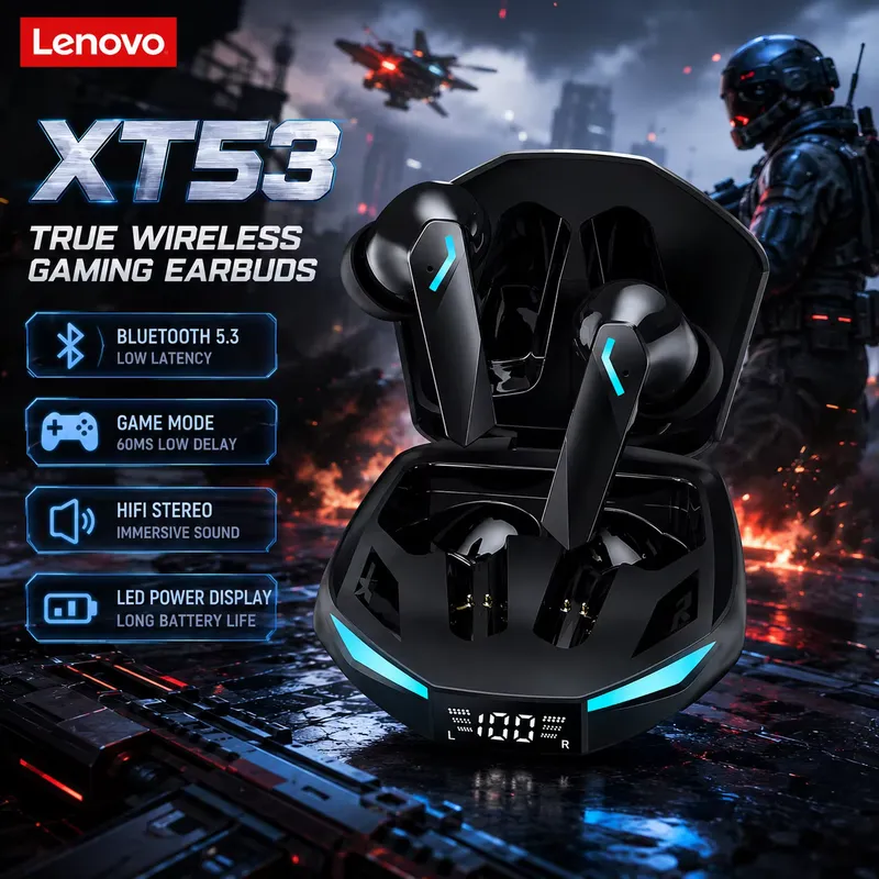 Lenovo XT53 Fone Bluetooth Sem Fio para Jogos e Música