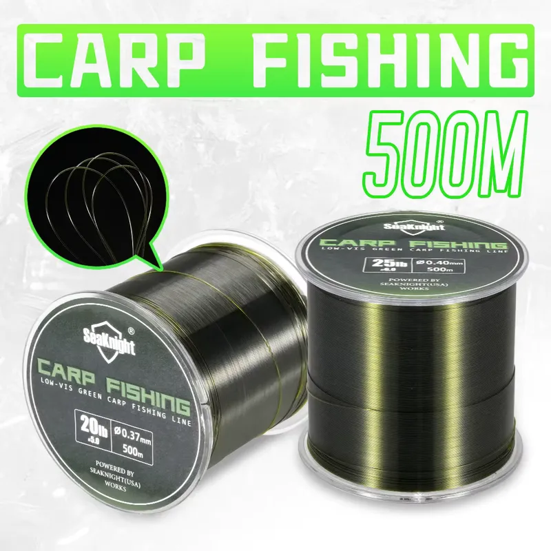 SeakNight Linha de Pesca Nylon 500M 10-25LB Verde