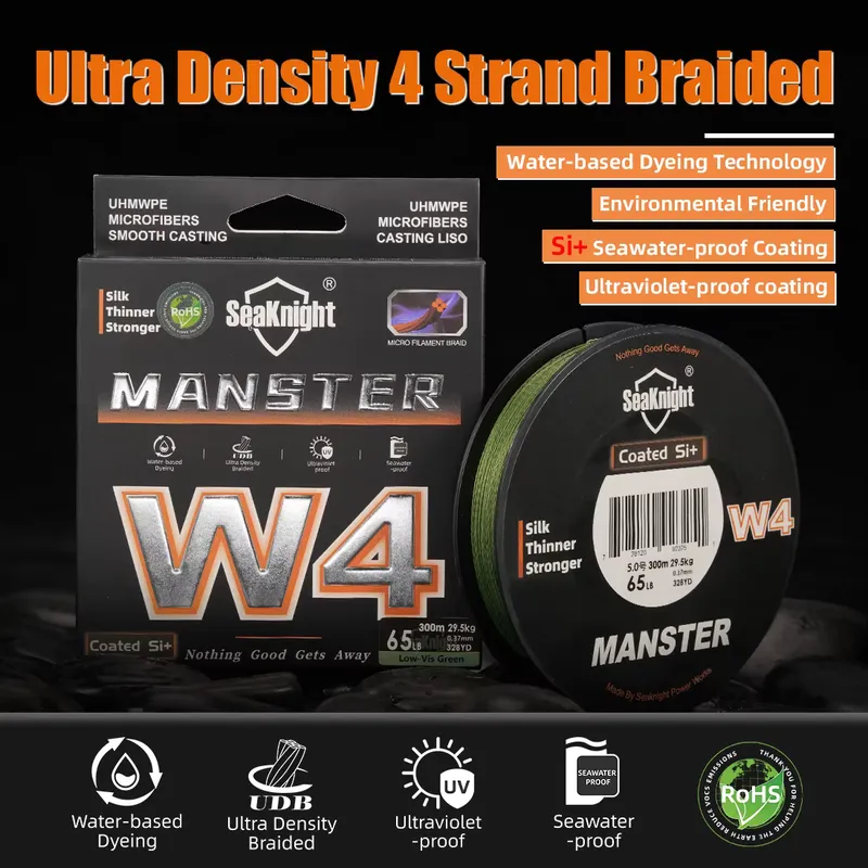 SeakNight Linha de Pesca Trançada W4 300M 500M Anti-UV