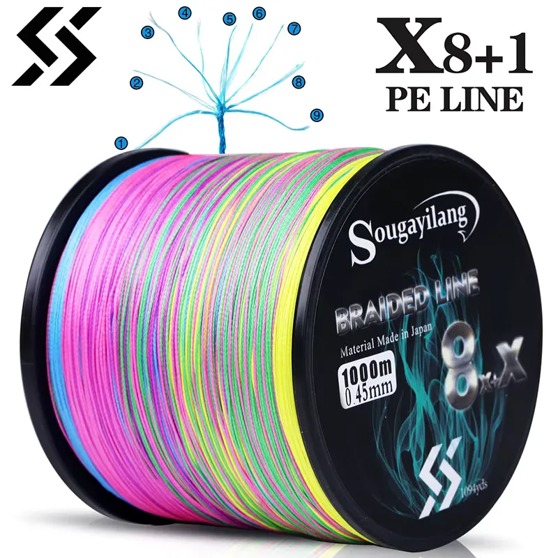 Sougayilang Linha de Pesca 9 Fios PE 300m 500m 1000m
