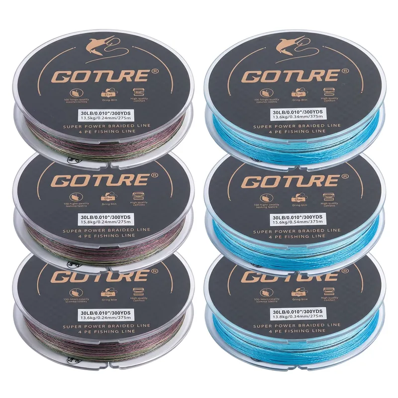 Goture Linha de Pesca Trançada 275m 4 Fios 15-30Lb