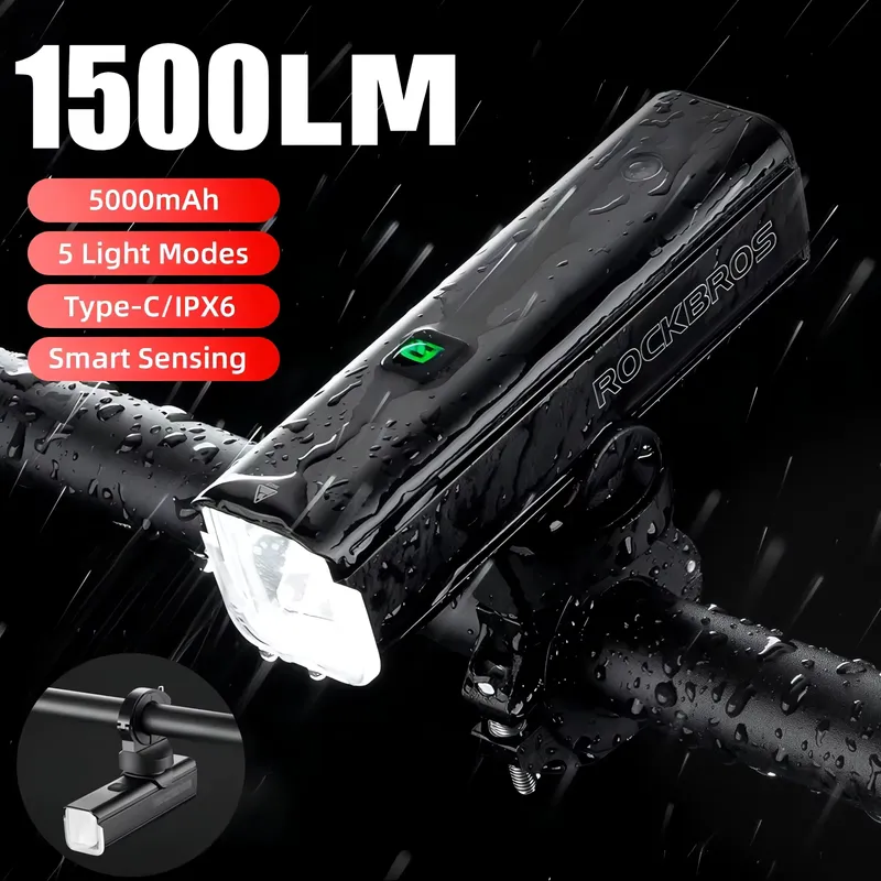 Rockbros Luz Frontal Bicicleta 1500lm USB-C
