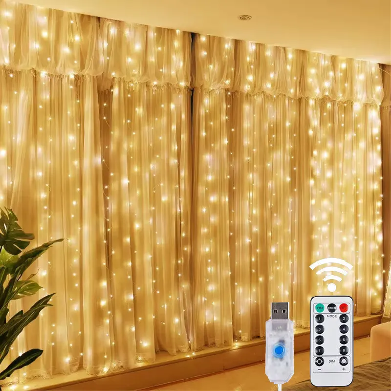 Luzes de Natal LED 8 modos com controle remoto USB – Decoração
