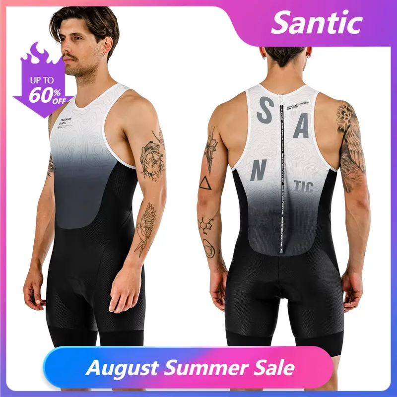 Santic Triathlon Masculino Sem Mangas com Proteção Acolchoada