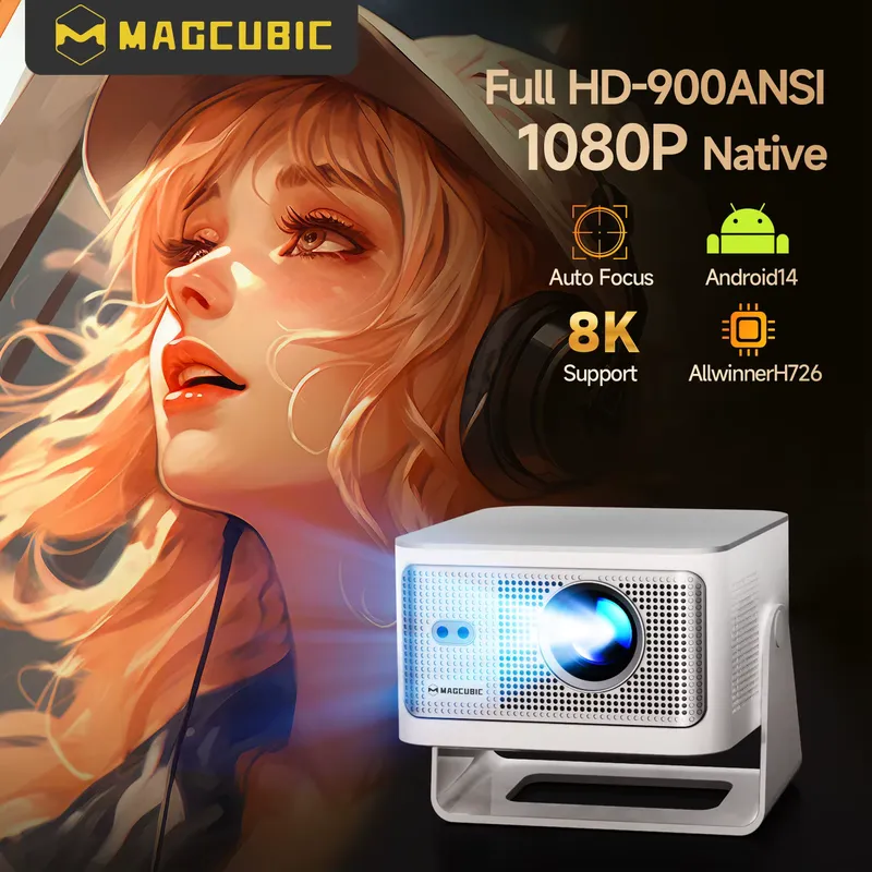 Magcubic Projetor 4K Android 14 Portátil 900 ANSI WiFi 6