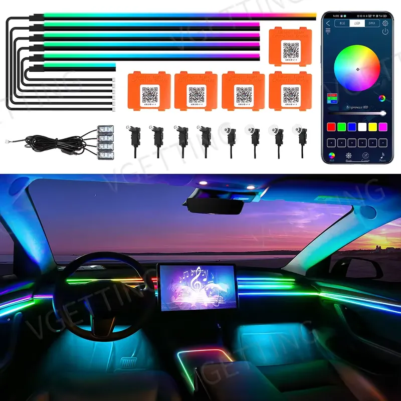 MAGIC COLORM Fita LED RGB 64 Cores para Carro 18 Funções