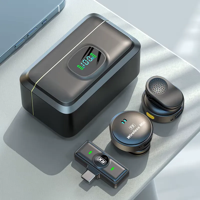Microfone Lapela Sem Fio Duplo Mini – iPhone, Android e PC