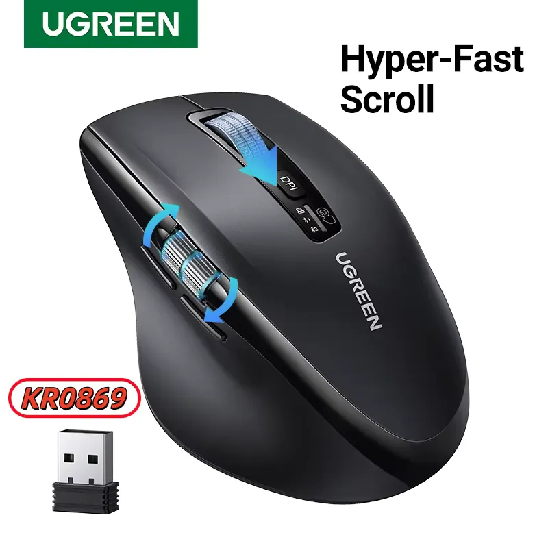 Ugreen Mouse Sem Fio Bluetooth 5.4 Ergonômico 5000DPI
