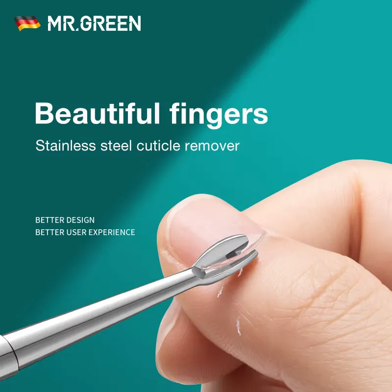 Mr.Green Empurrador de Cutícula Verde em Aço Inox
